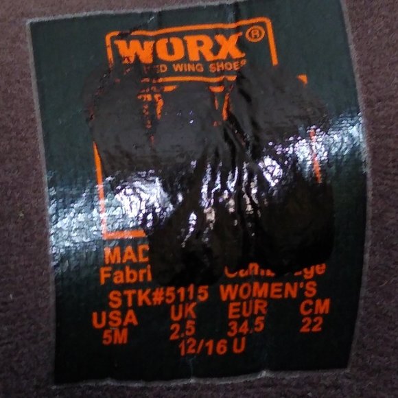 Red Wing Worx 5115 US 5M Women's Work Steel Toe Slip Resistant Electrical Hazard - Picture 9 of 9